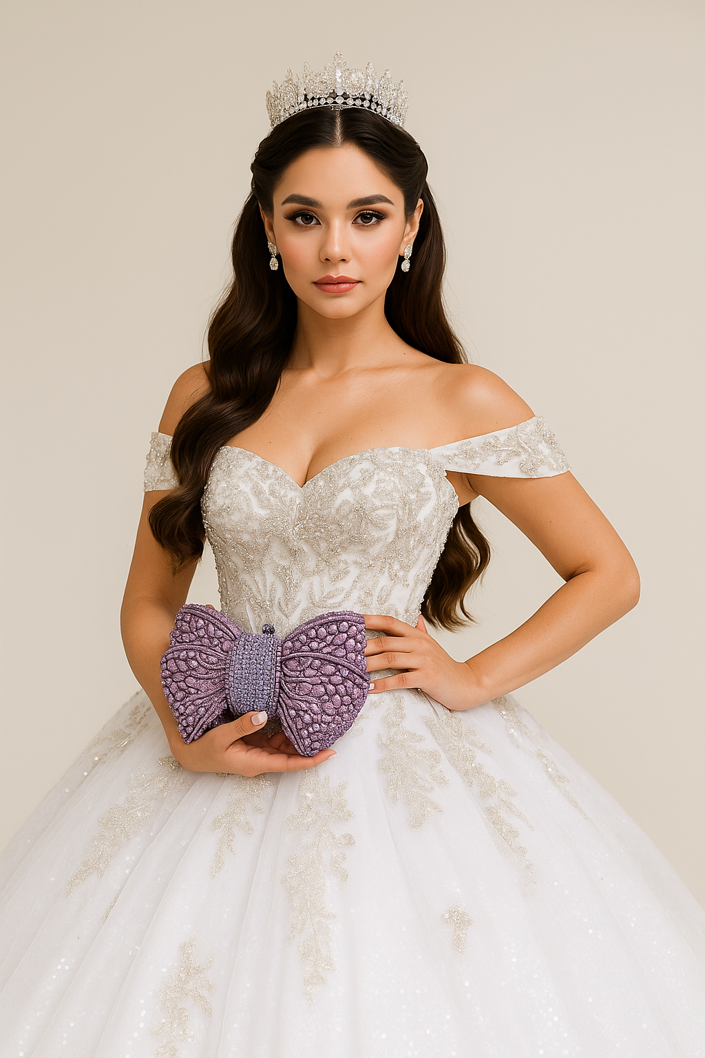 Lavender Bow Stone clutch