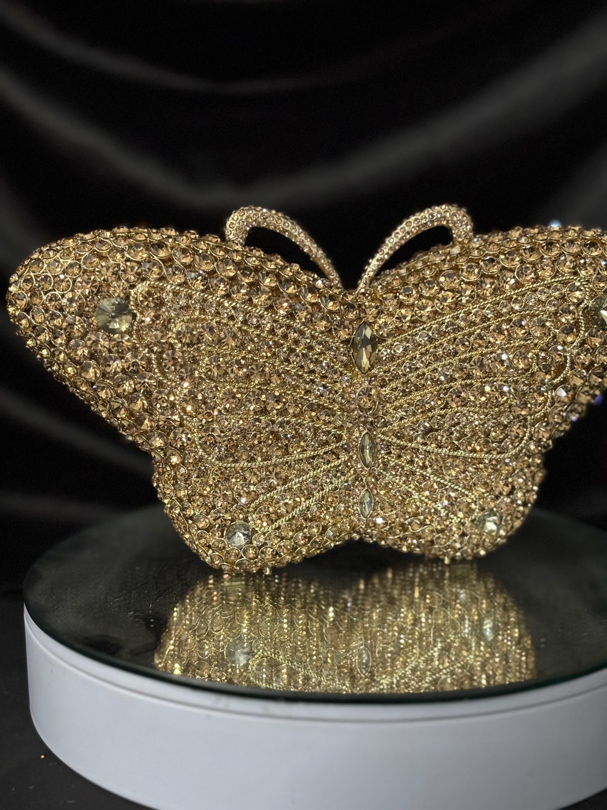 Glittery Golden Butterfly Clutch