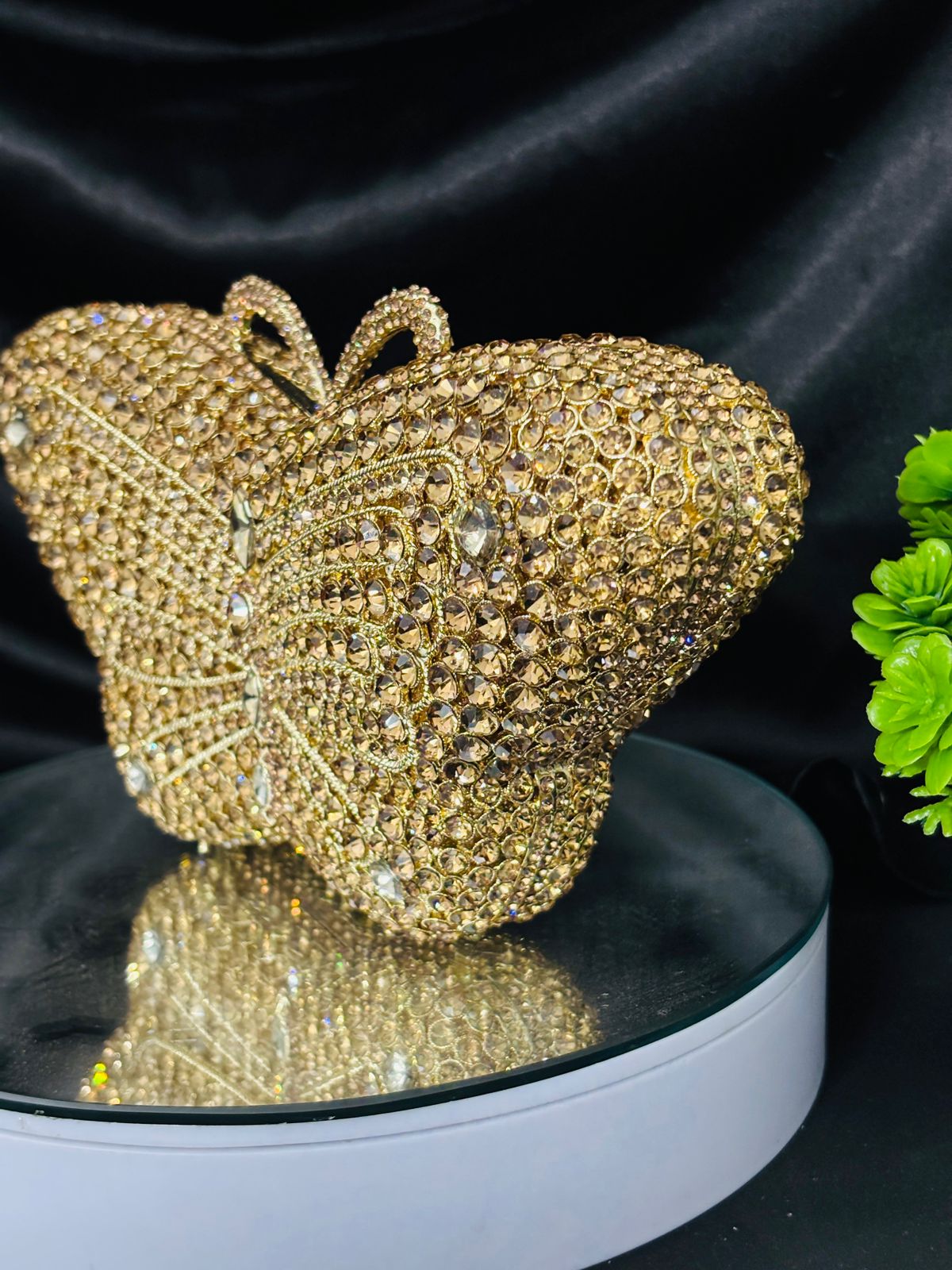 Glittery Golden Butterfly Clutch