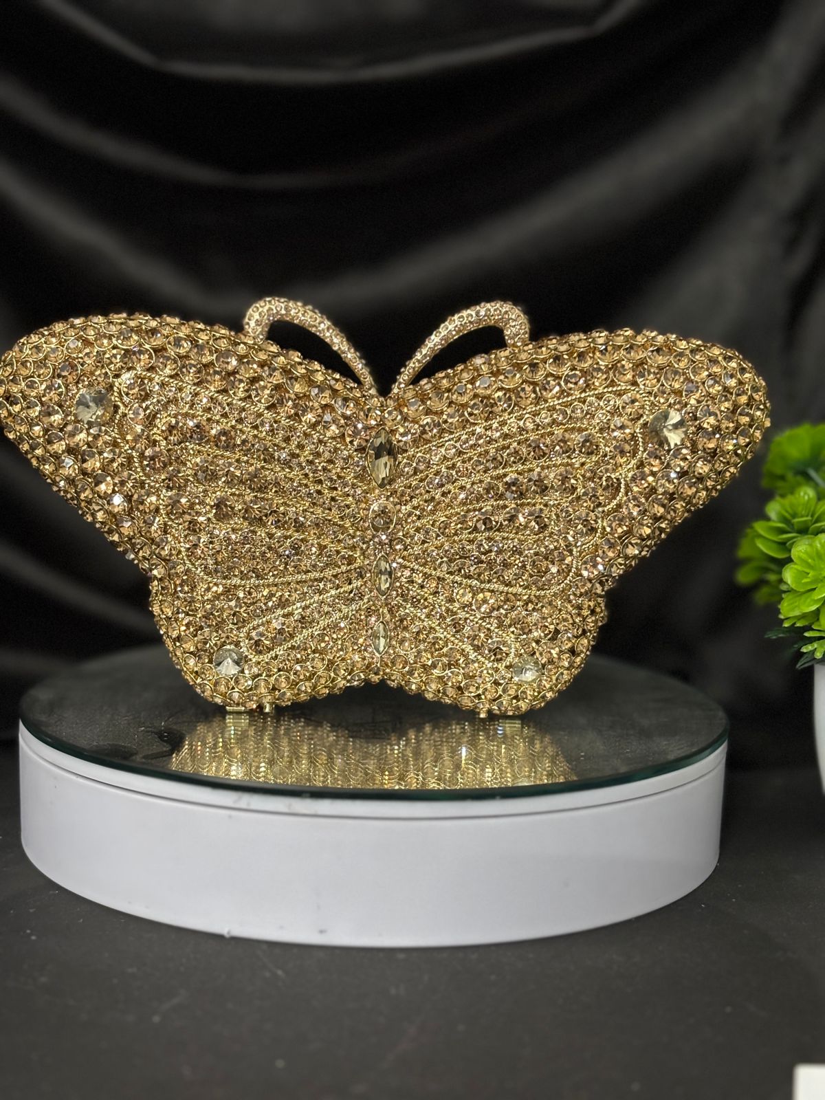 Glittery Golden Butterfly Clutch