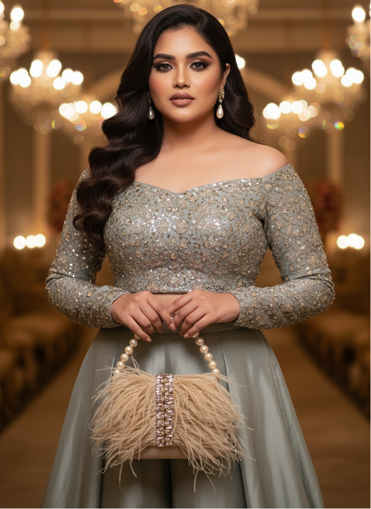 marina sand beige handbag pearl chain